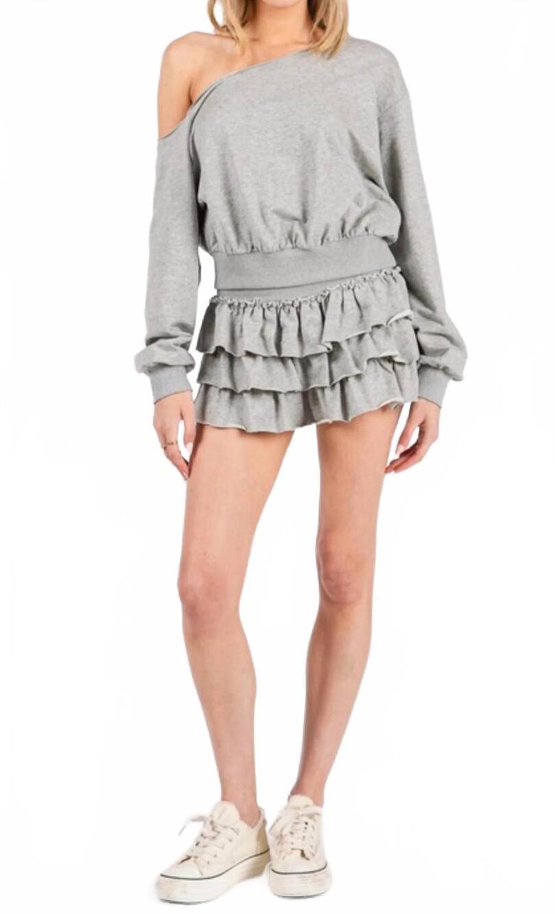 NEW THE VINTAGE SHOP french terry overlock long sleeve sweatshirt in grey